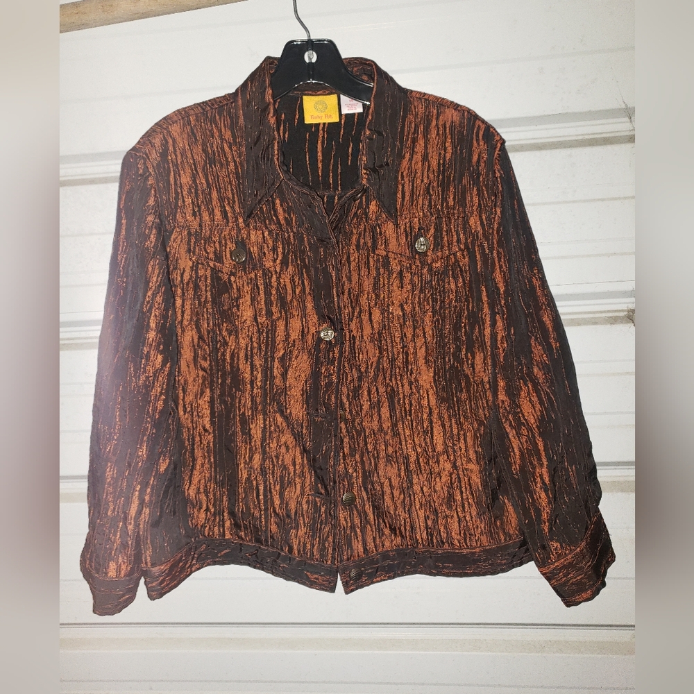 Size 14 Ruby Rd Metallic Bronze Jacket women's dressy coat 1x